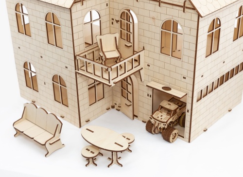 Сборная модель из дерева 3D EWA Кукольный дом с лифтом фото 4