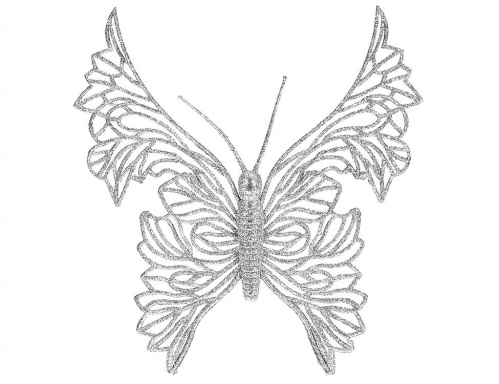 Украшение "Бабочка-искристое кружево" на клипсе, серебряная, 18 см, Koopman International фото 2