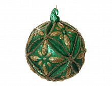 Набор стеклянных ёлочных шаров "Джафит", стекло, зелёный, (4 шт.), SHISHI
