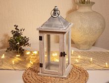 Подсвечник фонарь БИЛЗЕН, дерево, белый, 41 см, Koopman International