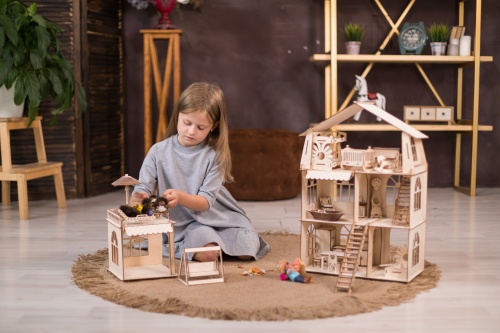Конструктор-кукольный домик ХэппиДом &quot;Коттедж с пристройкой и мебелью Premium&quot; фото 8