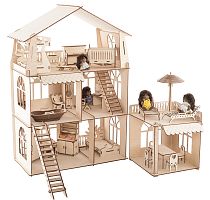 Конструктор-кукольный домик ХэппиДом &quot;Коттедж с пристройкой и мебелью Premium&quot;