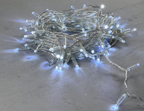 Светодиодная гирлянда Quality Light Cap 100 холодных белых LED, холодное мерцание, 10 м, прозрачный ПВХ, соединяемая, IP65, BEAUTY LED фото 2