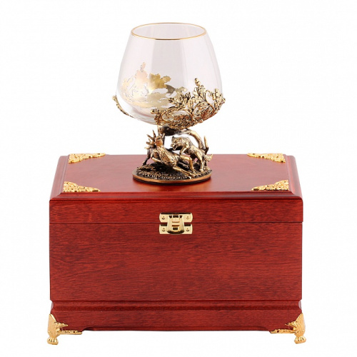 Бокалы - "Country Charm Glassware" - Бокал для коньяка "Охота на оленя в деревянной шкатулке