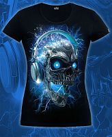 Женская футболка"Электрический череп"