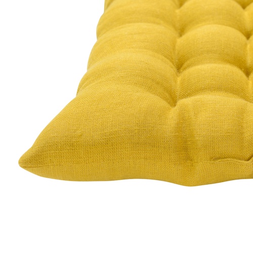 Подушка на стул из стираного льна горчичного цвета из коллекции essential, 40х40x4 см фото 2