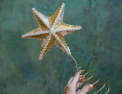 Ёлочная верхушка ЗВЕЗДА АЛЬЦИОНА, полиэстер, золотая, 30 см, Winter Deco фото 3