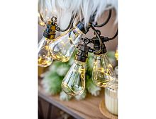 Светодиодная гирлянда из лампочек Party Lights - ЛЮСЬЁЛЬ ДРОЛЬ,  20 ламп, 100 тёплых белых микро LED-огней, 10 м, коннектор, чёрный провод, уличная, Winter Deco