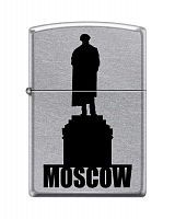 Зажигалка ZIPPO Памятник Пушкину, латунь/сталь с покрытием Street Chrome™, серебристая, 36x12x56 мм, 207 MOSCOW SILHOUETTE