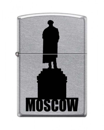 Зажигалка ZIPPO Памятник Пушкину, латунь/сталь с покрытием Street Chrome™, серебристая, 36x12x56 мм, 207 MOSCOW SILHOUETTE
