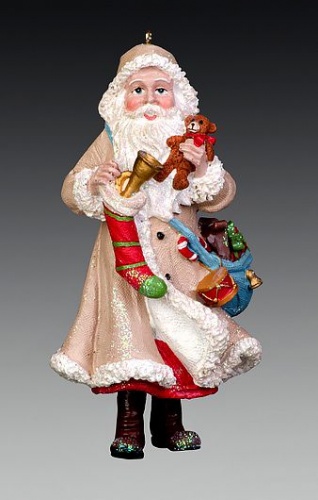 Ёлочная игрушка "Санта в бежевой шубе", полистоун, 5х6х11 см, Holiday Classics