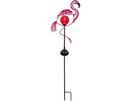 Садовый светильник-опора для растений "Фламинго", красная LED-лампа, солнечная батарея, 80х21 см, STAR trading фото 2