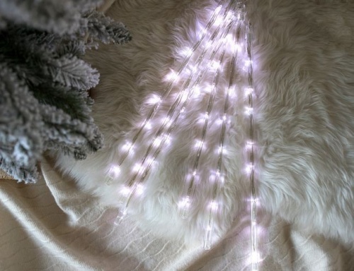 Гирлянда "Сосульки фейерверк" 48 холодных белых LED в прозрачных трубках, с контроллером, прозрачный провод, SNOWHOUSE