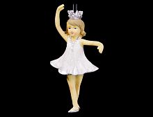 Ёлочная игрушка "Крошка-принцесса", (рука вверху), полистоун, белая с серебристым, 12.5 см, Goodwill