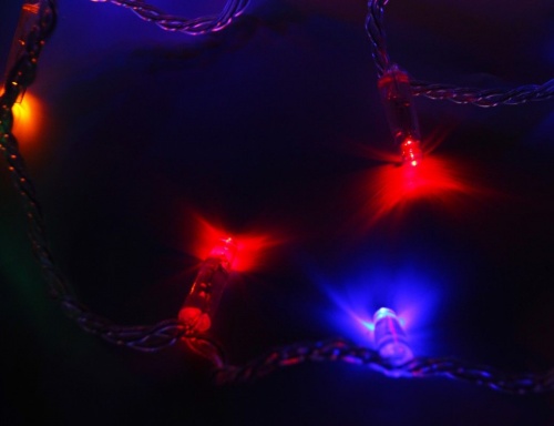 Светодиодный нить с влагозащитным колпачком, 100 разноцветных LED, 10 м, коннектор, прозрачный провод, уличная, Rich LED фото 4