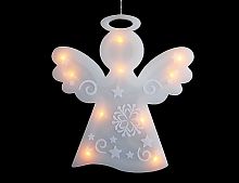 Светильник декоративный "Ангел" с подсветкой 10 теплыми белыми LED - светодиодиодами, батарейки, таймер, на присоске, 20,5х22 см, SNOWHOUSE