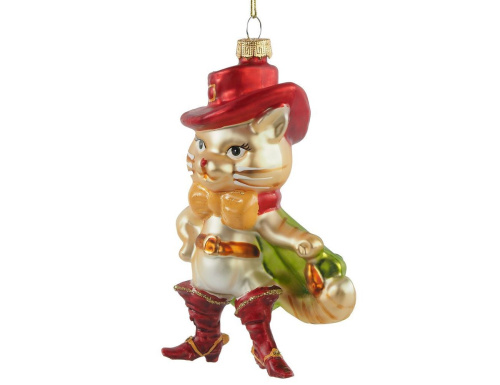 Ёлочная игрушка КОТ В САПОГАХ, стекло, 14 см, Winter Deco фото 2