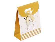 Сумочка для подарков CHRISTMAS CHARM (с оленем), бело-золотая гамма, 12.5х16.5 см, Due Esse Christmas