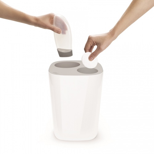 Контейнер мусорный Split™ для ванной комнаты, бело-серый фото 4