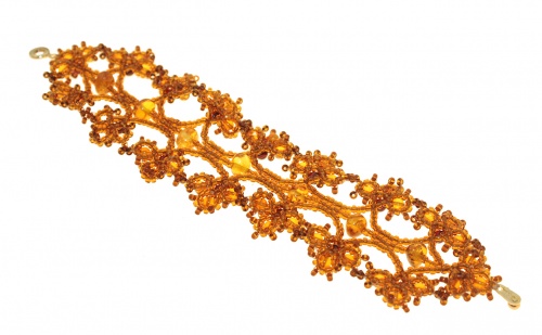 Элегантное кружевное ожерелье из янтаря с бисером, 11043 фото 3