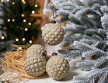 Набор стеклянных шаров ЭШЕЛЬ КРЕМ, кремовый, 10 см, 4 шт., Winter Deco