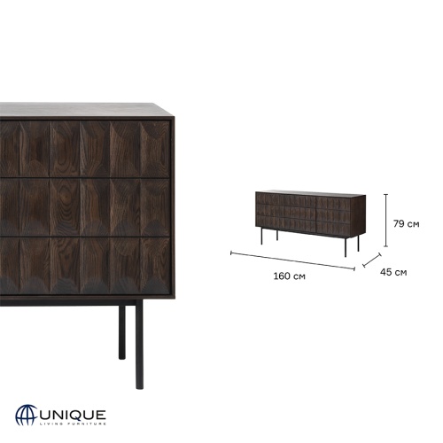 Комод unique furniture, latina, 3 секции, 160х45х79 см фото 4