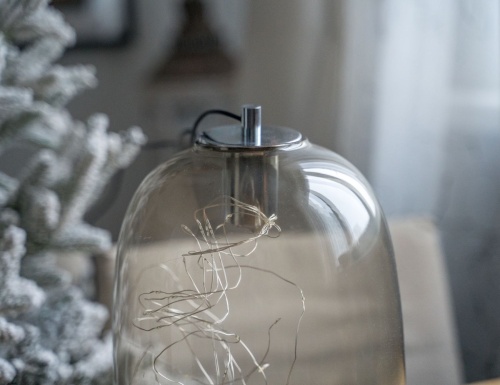 Гирлянда-крышка для банки или вазы  РОСА - КОНСКИЙ ХВОСТ, 80 тёплых белых микро LED-огней, диаметр металлической крышки 7 см, Kaemingk (Lumineo) фото 4
