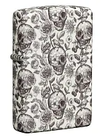 Зажигалка Zippo Skeleton с покрытием Glow in the Dark Green, латунь/сталь, серая, 38x13x57 мм