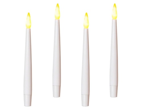Светодиодные столовые свечи PAULINA, белые, тёплые белые LED-огни с эффектом живого пламени, 15 см (4 шт.), батарейки, STAR trading фото 2