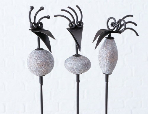 Штекер садовый "Птичка знайка в очках", металлическая, серая, 100 см, Boltze фото 3