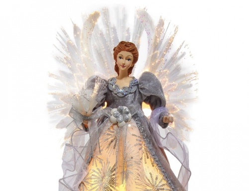 Светящаяся новогодняя фигурка - ёлочная верхушка "Ангел селестина", тёплая белая подсветка, 40.5 см, Kurts Adler фото 2