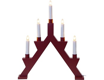 Светильник-горка рождественский ZACK (красный) на 5 свечей, 41х34 см, STAR trading