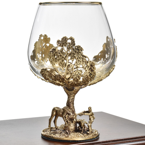 Бокалы - "Nature's Elegance Glassware" - Бокал "Литье Охота на Лося, деревянная шкатулка", размер: высота 14 см, вес 460 г, объем 420 мл, диаметр 10 см, упаковка 23х16х13 см фото 2