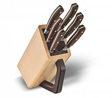 Набор Victorinox кухонный, 6 предметов: 5 ножей и вилка, в подставке из бука, коричневый