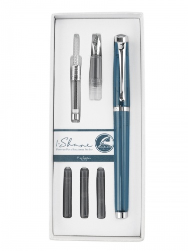 Набор Pierre Cardin I-Share, ручка-роллер + насадка с пером + конвертер + 3 картриджа фото 2