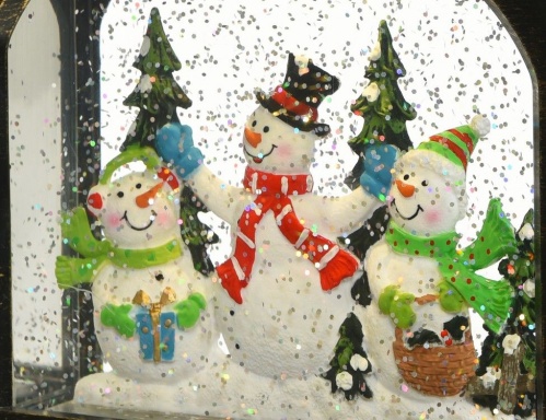 Фонарик винтажный 'снежный"' предвкушение чудес - снеговички", чёрный с золотым, экстра тёплая белая LED подсветка, динамика, 9x18x27.5 см, Kaemingk фото 2