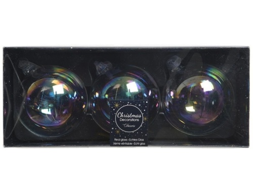 Набор ёлочных шаров МЫЛЬНЫЕ ПУЗЫРИ, стекло, 80 мм, упаковка 3 шт., Kaemingk (Decoris) фото 3