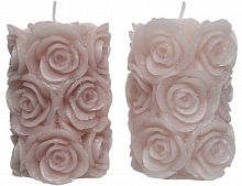 Дизайнерская свеча "Мерцающие розы", нежно розовая, 7x14 см, Kaemingk