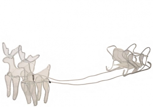 Светящаяся композиция "Олени с санями", дюралайт, тёплый белый, 230х50х52 см, уличные, Koopman International фото 2