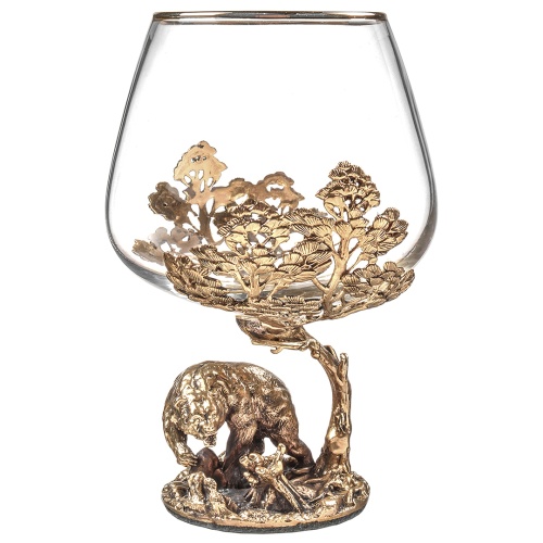 Набор из 2-х бокалов для коньяка Тигр и Медведь Гризли 420 мл в деревянной шкатулке фото 6