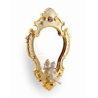 BAROQUE Зеркало с ангелом L37хН61 см, керамика, цвет кремовый, декор золото, swarovski