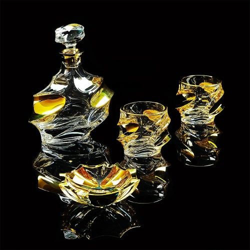 POCKER Комплект для виски: графин + 2 стакана, хрусталь/декор золото 24К