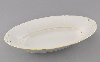 Хлебница Leander, корзина для хлеба, 33,5 см, фарфор, белый, золотой
