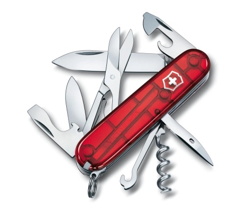 Нож Victorinox Climber Bern, 91 мм, 14 функций, полупрозрачный красный (подар. упак.) фото 4