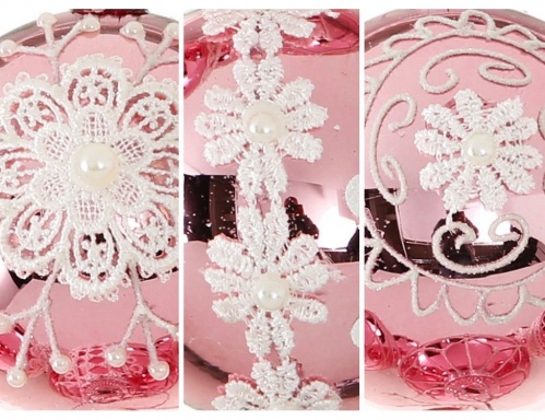 Набор стеклянных ёлочных шаров "Кружевной романс", 8 см (12 шт.), Boltze фото 2