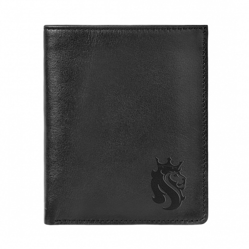 Бумажник мужской, черный, "Лев", в деревянной шкатулке с гравировкой "Настоящий мужчина" (Лев фото 4