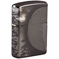 Зажигалка Zippo Armor Wolf  с покрытием High Polish Black Ice, чёрная, 38x13x57 мм