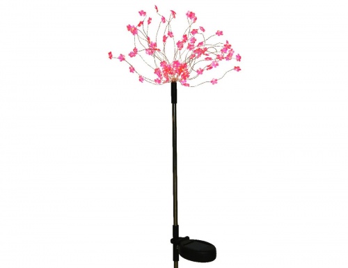 Декоративный садовый светильник Solar "Цветочки-звёздочки" розовые, на солнечной батарее, 90 тёплых белых LED-огней, 25х85 см, Kaemingk (Lumineo) фото 4