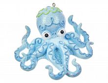 Ёлочная игрушка "Узорчатый осьминог", полистоун, голубой, 17 см, Kurts Adler