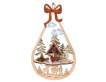 Ёлочная игрушка "Зимние сценки", дерево, 15х6.5х27 см, Koopman International